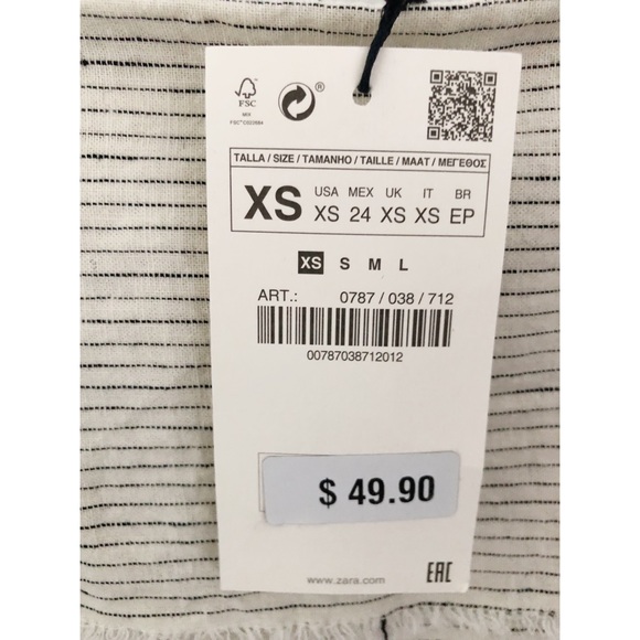 NWT ZARA OFF WHITE LINEN PIN STRIPE DRESS - Picture 7 of 7